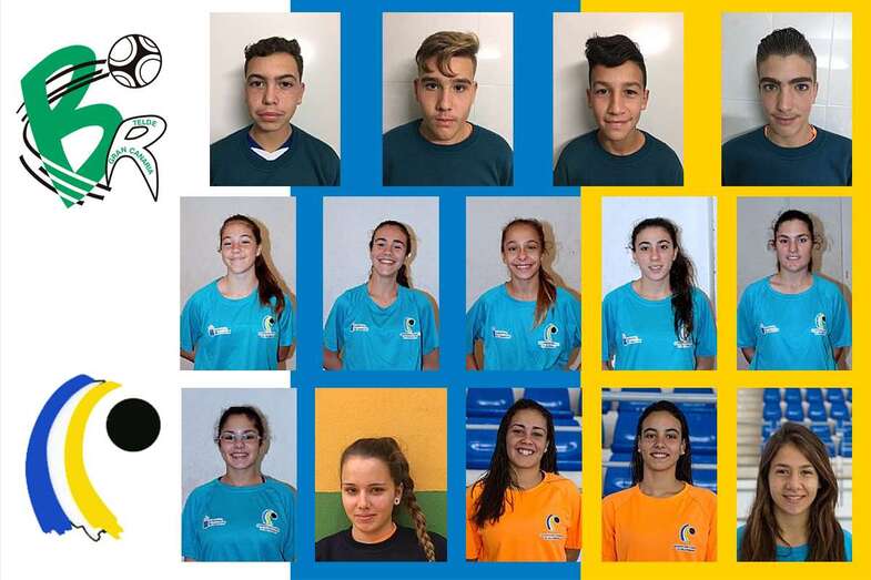 Composición con los distintos jugadores de la cantera del Remudas que han sido seleccionados por el combinado canario (Foto TA)