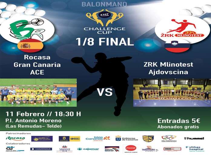 Cartel promocional del partido Rocasa Gran Canaria ACE contra ZRK Mlinotest Ajdouscina (Foto TA)