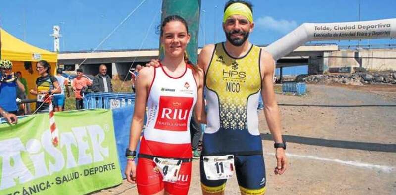 Nicolás Domínguez y Ana Ortega, ganadores de la prueba celebrada este domingo en Telde (Foto TA)