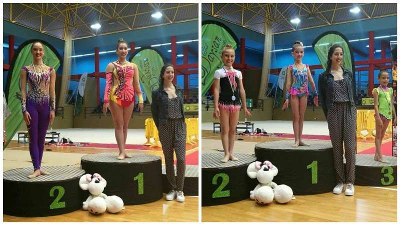 Sara Zerpa y Deborah Ramos en el podio junto a la olímpica Alesandra Quereda (Foto TA)