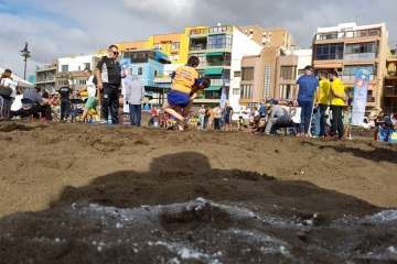 Encuentro Insular de Escuelas de Lucha Canaria en Melenara-Telde (Foto TA)