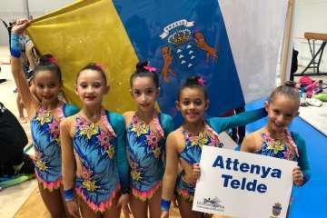 La gimnasia rítmica de Telde triunfa en Guadalajara (Foto TA)