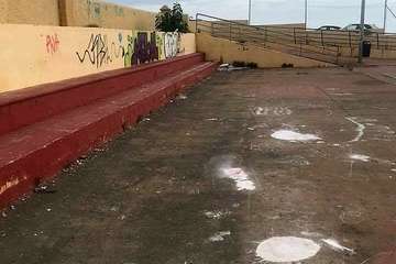 Antes, durante y después de las obras de mejora de la cancha (Foto TA)