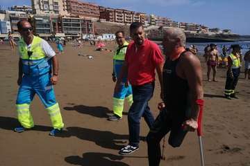 Llegada de Carmelo Santana a Melenara (Foto TA)