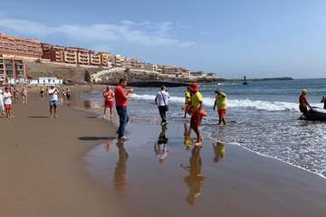 Llegada de Carmelo Santana a Melenara (Foto TA)