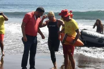 Llegada de Carmelo Santana a Melenara (Foto TA)