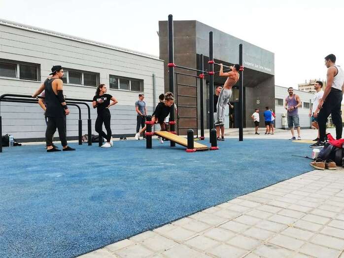 Imagen de la zona de calistenia del pabellón Juan Carlos Hernández de Jinámar (Foto TA)