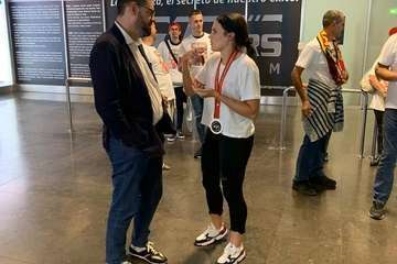 La subcampeona del mundo, Almudena Rodríguez, recibida a lo grande en Gando (Foto TA)