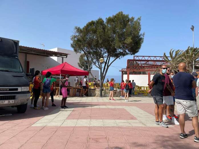 Plaza de La Majadilla, a primera hora de esta tarde, con los preparativos de la prueba/TA.