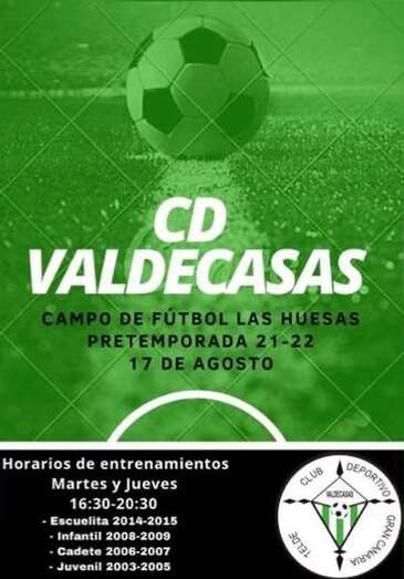 Cartel anunciador del inicio de la nueva pretemporada del CD Valdecasas/TA.
