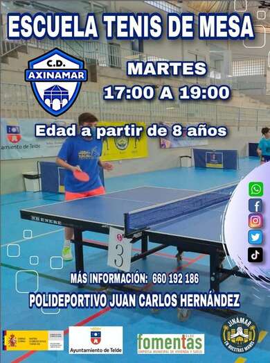 Cartel de la nueva Escuela de Tenis de Mesa de Jinámar/TA.