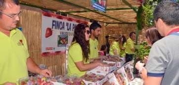 Puesto de venta de fresas en la fiesta de este domingo (Foto Antonio Alí)