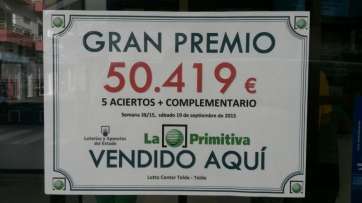 Cartel del boleto vendido en la Administración de Loterías número 4 de Telde (Foto TA)