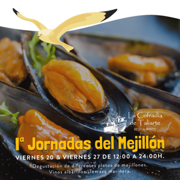 Cartel de la jornada dedicada al mejillón (Foto TA)