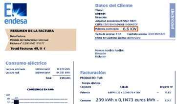 Factura de Endesa (Foto TA)