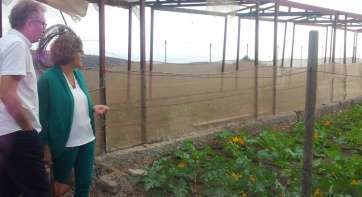 La concejala de Agricultura, Marta Hernández, y el director del proyecto, Xavier Aparici, en la finca (Foto TA)