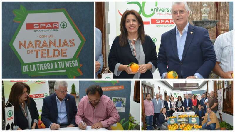 El convenio entre Spar y cinco citricultores de Telde se firmó este mediodía (Foto TA)
