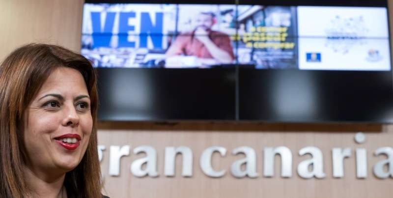 La consejera teldense Minerva Alonso durante la presentación (Foto TA)