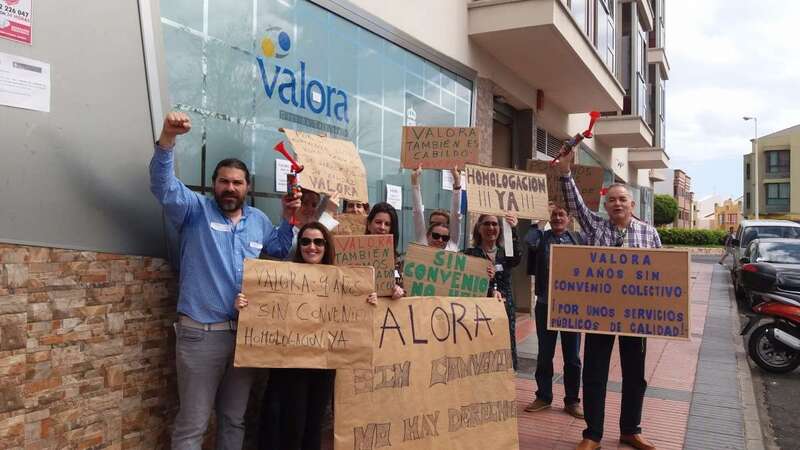 Imagen de uno de los paros de la plantilla de Valora en Telde (Foto TA)