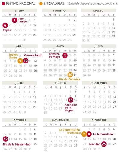 Calendario laboral de Canarias (Foto TA)