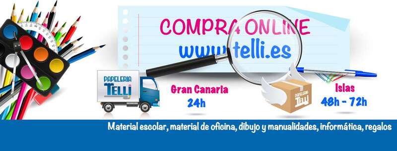 Cartel de la campaña Compra On Line de Papelería Telli/TA.