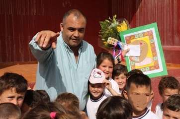 Yeray Rodríguez durante la visita al colegio (Foto TA) 