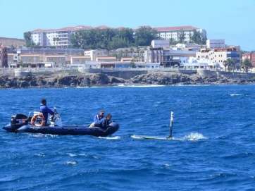 Experimento realizado en Melenara por la PLOCAN para probar un dispositivo experimental de vigilancia (Foto TA)