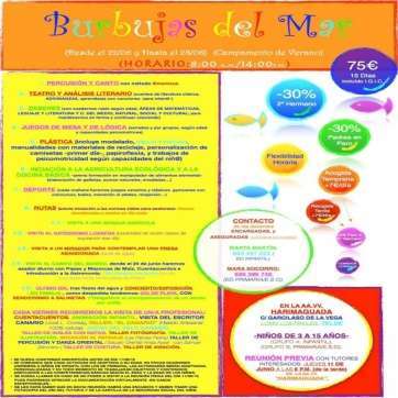 Cartel del campamento urbano Burbujas del Mar (Foto TA)