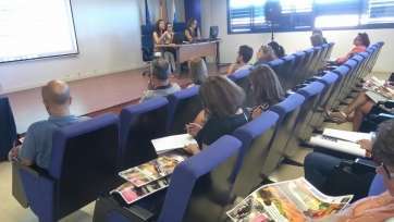 imagen de la presentación del proyecto Telpaz, esta mañana en el CEP La Garita (Foto TA)