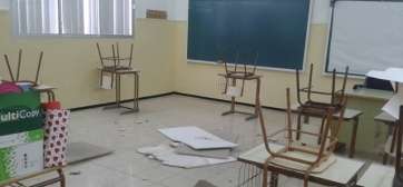 Aula inundada del CEIP Hernández Benítez (Foto TA)