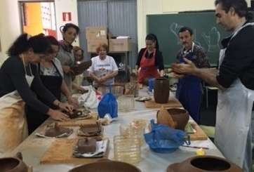Piezas de alfarería elaboradas por alumnos del CEPA Jinámar (Foto TA)
