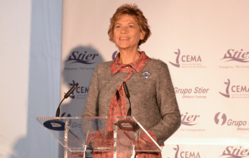 Ida Stier, durante la inauguración de las instalaciones de su empresa en Taliarte (Foto TA)