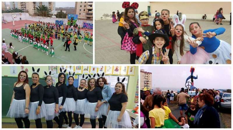 Mosaico de fotos de la fiesta carnavalera del CEIP Montiano Placeres 8foto TA)