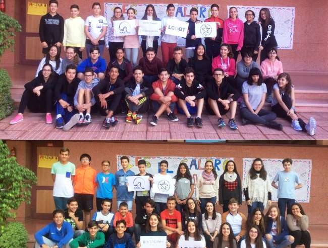 Imagen de los dos grupos de alumnos artífices del descubrimiento (Foto TA)