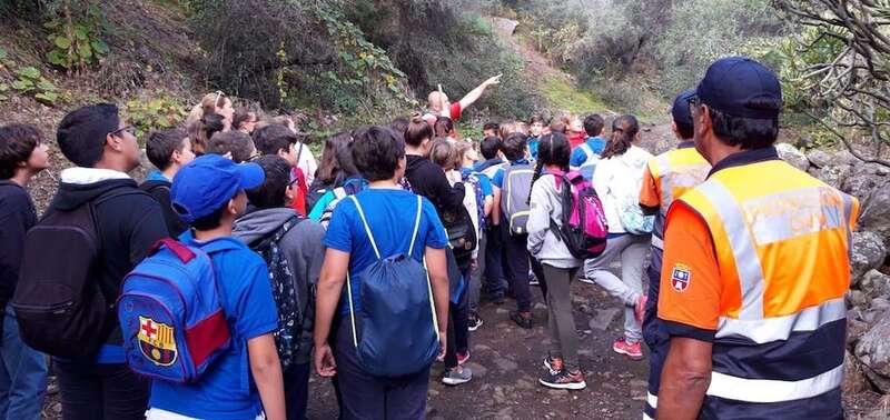 Escolares del sur de la Isla en el Barranco de los Cernícalos (Foto TA)