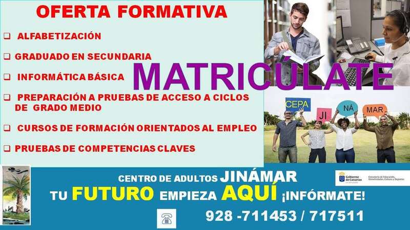 Cuadro con la oferta informativa del CEPA Telde-Jinámar (Foto TA)