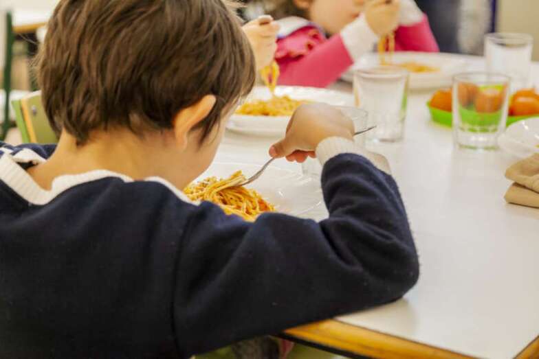 Escolar en el comedor de su colegio/Multimedia.