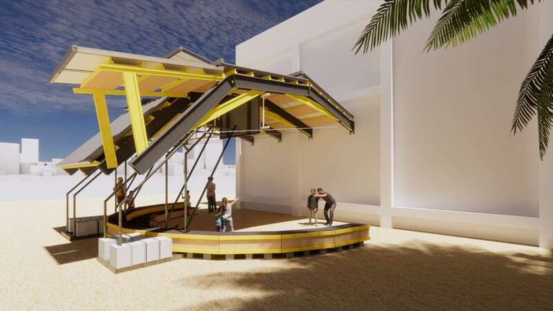 Recreación del aula-auditorio que Santiago Cirugeda levantará en La Rocha / TA