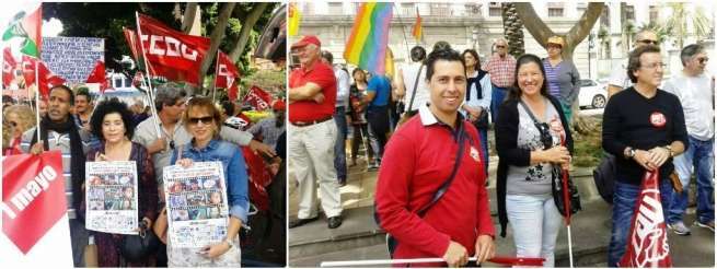 Imagen de la izquierda, la concejala Milán y la consejera Jiménez, ambas de NC, y en la de la derecha, el el edil socialista Alejandro Ramos (Foto TA)