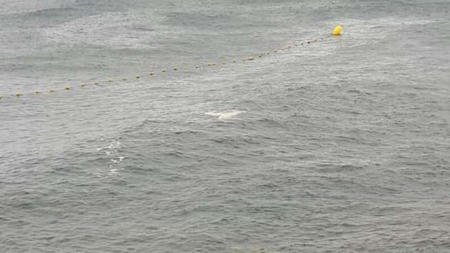 Los vecinos atribuyen las manchas a desechos de los alimentos de la piscifactoría próxima (Foto TA)