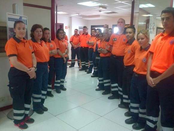 Miembros de Protección Civil de Telde en las instalaciones del 112 Canarias (Foto TA)