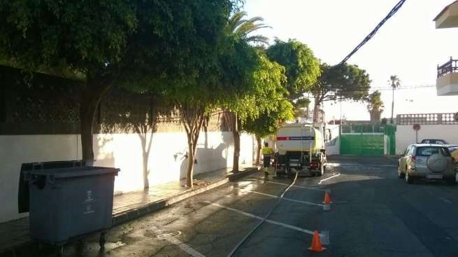 Operarios de la Concejalía de Jardines en San Juan (Foto TA)