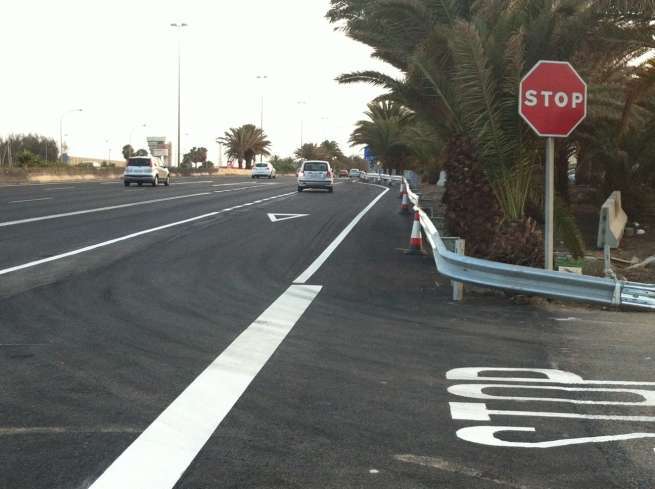 Carril de acceso a la GC-1 desde Ojos de Garza (Foto TA)