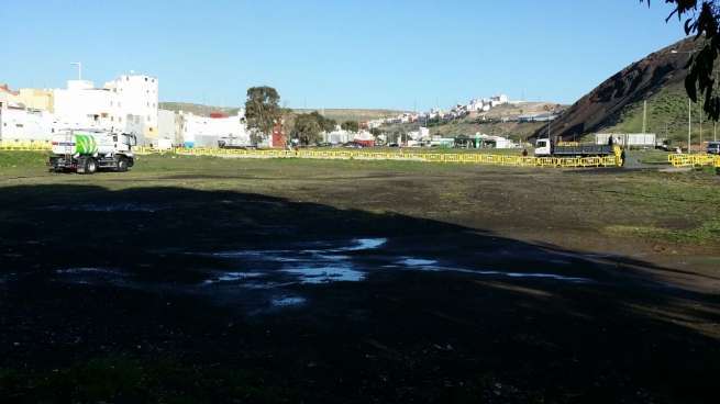 Espacio donde aterrizará el helicóptero con los Reyes Magos (Foto TA)