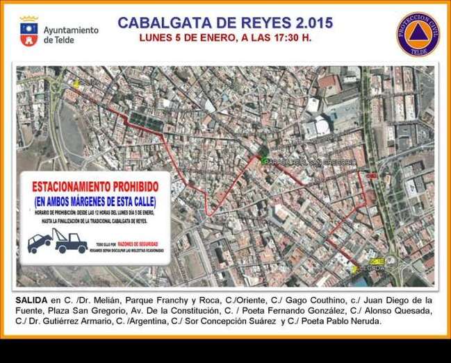 Plano del recorrido de la Cabalgata y de las zonas cerradas al tráfico