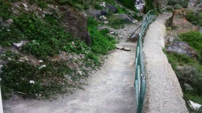 Trabajos en el camino del Barranco de Los Ríos (Foto TA)