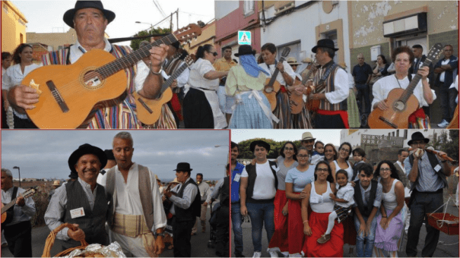 Mosaico de fotos con las romerías de los tres barrios de Telde (Foto Teldeenfiestas)