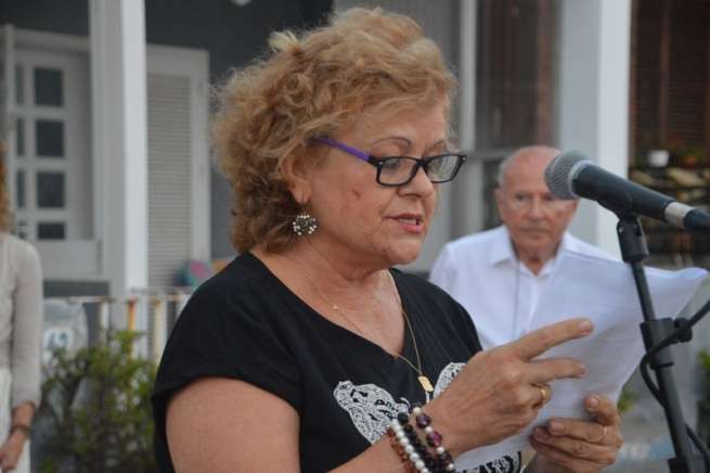 Susi Arenciba, ayer durante un acto cultural celebrado en Salinetas (Foto TA)