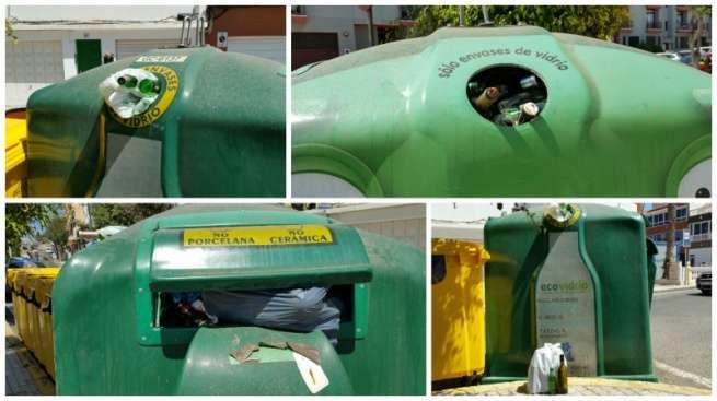Estado de iglú reservado para la recogida de vidrio en Salinetas (Foto TA)