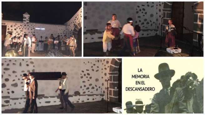 Secuencias de la escenificación de anoche en el entorno de la antigua ermita de San Antonio (Foto TA)